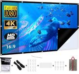 Projector Screen 84 Inch + Black Back Counter Light Transmittance, 16:9/Wrinkle-Free/160°/Washable/Foldable, Indoor/Outdoor, Includes Nail Hooks and Handbag