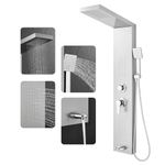 ROVOGO Shower Panel Tower System with 4-Function: Rainfall Shower, Body Jets, Handheld and Tub Spout, 46.5 in. Shower Column High Pressure, Stainless Steel Brushed Finish, cUPC Certified