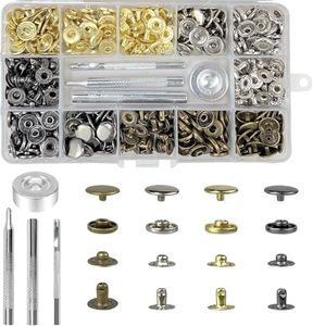 EZYoutdoor Canvas Snap Kit - Heavy Duty Marine-Grade Stainless Steel Snaps with Setting Tools for Boat Covers, Tents, Upholstery, Leather, and Fabric Projects (400 PCS Leather Snaps)
