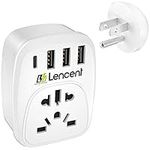 LENCENT World to US Plug Adapter with 3 USB & PD Charger Ports, Type B European EU Europe/UK/Australia/China to USA American Canada Mexico Japan Outlet Power Adaptor Travel Plug Converter