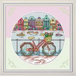 Cross Stitch Embroidery Kits for Adults Kids, WOWDECOR City Scenery Bike Bicycle 11CT Stamped DIY DMC Needlework Easy Beginners (Bike)