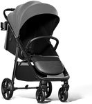 Mompush Nova Baby Stroller, Spacious Seat & Lie-Flat Mode, Toddler Stroller with Large UPF 50+ Canopy, Compact Folding with One Hand, Infant Stroller for Birth to 50 LB