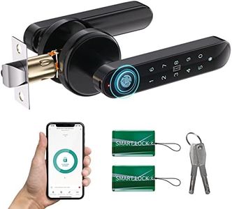 Smart Fingerprint Door Lock Knob - ENOKER Keypad Door Lock with Handle 5 in 1 with APP/IC Cards/Passcodes/Keys/100 Fingerprints Biometric Electroinc Keyless Entry Lock for Bedroom Home Hotel Office