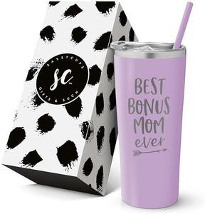 Best Bonus Mom Stainless Steel Coffee Mug with Insulated Travel Tumbler and Straw - Birthday Gift for Bonus Mom, Best Mom Ever, Friend, and Work Mom - Stepmom Travel Coffee Cup, Coffee Tumbler