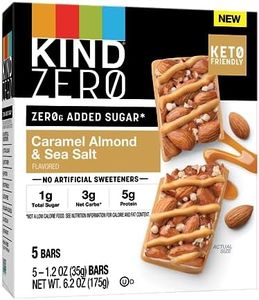 KIND ZERO Added Sugar Bars, Keto Friendly Snacks, Caramel Almond and Sea Salt Flavored, 6.2oz Box (5 Bars)