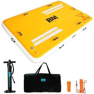 BEYOND MARINA Inflatable Floating Dock, Water Float Platform, Floating Island Dock Pad for Lake, Pool, Ocean Water Play, Carry Bag, Repair kit, 8 x 5ft, None-Slip Surface