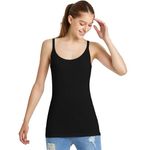 The Fancy Dress® Womens Plain Summer Cotton Vest Top Ladies Sleeveless Cami Strappy Dance Workout Yoga Tank Tops Casual Plus Size Black, 14