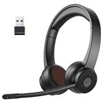 EKSA H16 Wireless Headset with Microphone Noise Cancelling, Bluetooth Headset V5.2 with USB Dongle, Up to 55 Hours & 15 Meter Range Laptop Headset for PC/Computer/Skype/Zoom/Teams/Office/Phone