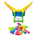 BUNCH O BALLOONS 56468-S001-ES Neon Splash 100+ Rapid-Filling Self-Sealing Water Balloons, 6 Bunches & Slingshot, Medium