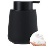 BosilunLife Foam Hand Soap Dispenser - 12 oz Bathroom Lotion Hand Pump Dispenser Black Foaming Hand Soap Dispenser Ceramic Dish Liquid Dispenser for Kitchen Hand Wash Dispenser (Rubber Paint)