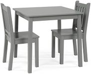 Humble Crew Kids Wooden Table and 2 Chairs Set, Grey - Square Kids Table and Chair Set for Toddlers and Children for Arts, Crafts, and Snack Time - Sturdy, Durable Toddler Activity Table