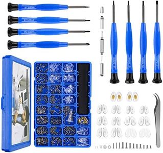 Upgrade Version Magnetic Eye Glass Repairing Kit, Eyeglass Repair Tool Kit with Compact Screw Box Include Nose Pads, Precision Screwdriver Set, Screws, Tweezer for Eyeglass, Sunglass, Spectacles Watch