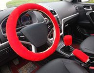 Red Furry Steering Wheel Cover