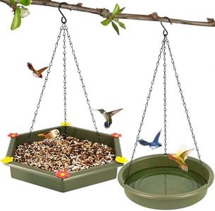 Hanging Bird Bath, Bird Bath, Hanging Bird Feeder, Bird Feeder, 2 in 1 XXL Hanging Bird Feeder & Bird Bath for Outside, Hanging Bird Baths for Outdoors, Hanging Bird Feeder Tray (Green)