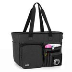 Trunab Teacher Tote Bag Work Bag with Multiple Pocket and Padded Compartment for up to 15.6”Laptop, Black