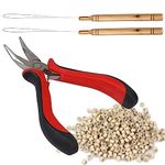 Hair Extension Pliers and Pulling Loop Tool Full Set Tools for Micro and Nano Extensions Blone Rings Beads 500 Pcs Micro Ring Beads 1 Pc Micro Beads Plier 2 Pcs Loop Needle Threader Pulling Hook