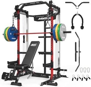 Mikolo Power Cage, 2000LB Power Rack with Independent Dual Pulley System, Multi-Function Home Gym Workout Machine for Cable Crossover (Red Package)