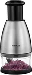 HIMAAT Hand Chopper for Vegetables, Quick Slice Manual Food Hand Dicer Chopper, Stainless Steel Garlic Mincer Home Essentials for Onions, Garlic, Nuts, Salads (Silver)
