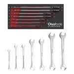 Olsa Tools Super-Thin Open End Wrench Set, Metric, Professional Grade, 7-Piece, Including 6mm to 19mm, Slim Spanner Wrench Set with EVA Foam Organizer