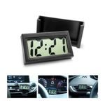 TSUGAMI Mini Digital Clock for Car Dashboard, Battery Operated & Clear LCD Screen Time Display, Small Digital Clock with Self-Adhesive Bracket, Stick On Watch for Auto, Truck, Motorcycle (Black)