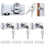 Knpwer 4 Pcs Metal Lock Hasp,Zinc Alloy Door Bolt Latch Buckle with Padlock and 8 Alike Keys,Keyed Locking Hasp Shed Locks for Door Gate Cabinets Drawer (2.5 inch)