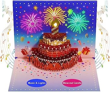 Ytanhr Birthday Cards, 3D Pop Up Birthday Card with Happy Birthday Song and Lights, Funny Gift Card Birthday, Unique Birthday Gifts for Women Men Kids (All Ages, Firework Effect)