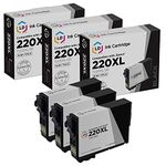 LD Products Remanufactured Replacement for Epson 220XL Ink Cartridges 220 XL T220XL120 High Yield (Black, 3-Pack) for XP-320, XP 420, XP-424, Workforce WF-2630, WF-2650, WF2660, WF-2750, WF-2760