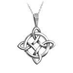 S925 Sterling Silver Witches Knot Pedant Necklace Celtic Four Corner Knot Necklace Good Luck Pendant Necklace for Women LSN250, Sterling Silver