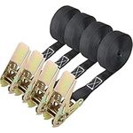 LOLYSIC 4 Pcs Ratchet Straps, 25mm x 6M Endless Ratchet Tie Down Straps, Small Ratchet Straps Heavy Duty No Hooks Black Ratchet Straps for Cargo Luggage Motorcycle Truck Roof