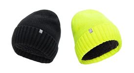 POLAR HEAT Thermal High Piled Sherpa Lined Winter Beanie Hat for Men and Women 2 Pack