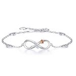 BlingGem Women Ankle Bracelet 925 Sterling Silver White Gold Plated Infinity Rose Anklet Flower Foot Chain Gift for Women 27.5 cm