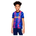 Nike Unisex-Kid's Printed Relaxed Fit T-Shirt (DB6241-406_Hyper Royal/Varsity Maize M)