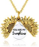 Bee Kind The Original You Are My Sunshine Sunflower Necklace for Girls - A Sunflower Locket Necklace Made With Stainless Steel and 18K Gold Plating comes with Personalized Gift with Box for Women,