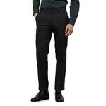 Kenneth Cole REACTION Men's Stretch Modern Fit Flatfront Trousers with Flat Front Stretch Trousers with Modern Cut Casual Trousers, Black, 34 W/32 L