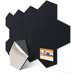 DEKIRU 12 Pack Self adhesive Hexagon Acoustic Panels Sound Proof Foam Panels, 14 X 13 X 0.4 Inches Soundproof Wall Panels For Office Ceiling &Door (Black)…