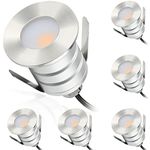 Gardencoin Outdoor Recessed LED Lights, Heavy Duty Deck Stair and Soffit Lighting, 3W 12-24V Low Voltage Landscape In Ground Well Light, Underwater Pond Light, Dimmable(5000K-6pack)