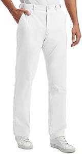 Mens Golf Pants Lightweight Quick Dry with Anti-Slip Back Waist Strip Work Dress Pants 30"/32"/34" Stretch Casual Slacks Trousers with 4 Pockets40W/32L-white