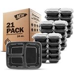 Freshware Meal Prep Containers 21 Count (Pack of 1), 3 Compartment with Lids, Food Storage Containers, Bento Box, Stackable, Microwave/Dishwasher/Freezer Safe (24 oz)