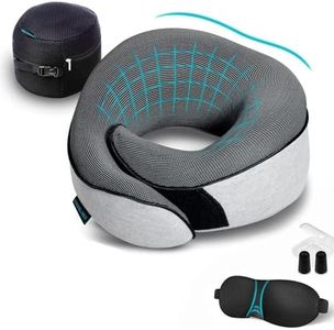 Proglobe Travel Pillow, Memory Foam Neck Pillow Set, Orthopedic Pillow, Travel Essentials for Flying, Kit with 3D Contoured Sleep Mask, Earplugs and Luxury Mesh Bag (Grey)