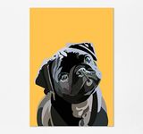 Pug Puppy Wall Art Decor, Popart Pictures, Dog Pop Art Print Poster, Pug Lover Gift Idea A4 UNFRAMED, Crafty Cow Design