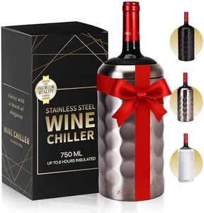 Wine Chiller - Premium Wine Bottle Chiller Double Walled, Vacuum Insulated Wine Cooler for Most 750mL Champagne and Wine Bottles - Iceless Wine Chiller with Up To 6 Hours Cold Temperature Retention