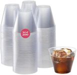 Prestee 200 Plastic Cups - 9 Oz Clear Disposable Cups, Plastic Drinking Glasses, Hard Plastic Cocktail Tumblers for Parties, Weddings, Slushie Cup for Events, Reusable Plastic Cups