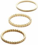 Pearich 3PCS 14K Gold Rings For Women Non Tarnish Stackable Twist Ring Trendy Dainty Thin Gold Filled Ring Plain Statement Eternity Bands Rings for Women (Gold Plain -3PCS, 6)