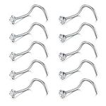 Briana Williams Nose Studs Nose Rings for Women 18G 20G Corkscrew Nose Ring Stainless Steel Nose Screw Studs Nose Rings Studs Surgical Steel Nostril Nose Piercing Jewelry, Metal