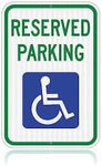 OLANZU Handicap Parking Sign,Reserved Parking sign, Large 17" x 12" Engineer Grade Metal Handicapped Parking Sign - 0.06 Inch Aluminum - UV Protected & Weather Resistant Parking Sign