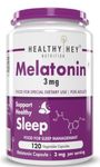 HealthyHey Nutrition Melatonin 3mg, Pack of 120 vegetable capsules - Promotes Sleep and Relaxation