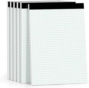 Graph Paper Pads 8.5 x 11, 4x4 Graph Ruled, 6 Pack Graph Paper Notebooks, Grid Paper Pad Notebook 8-1/2" x 11" Graphing Paper, Perforated Quadrille Pad, 70GSM White 1/4 Graft Paper Pads, 30 Sheets/Pad