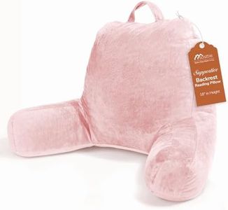 Sasttie Reading Pillow, Velvet Back Pillow for Bed Sitting Up, Adult Back-Rest Support Cushion with Arms for Sit Up on Couch, Sofa, and Floor, Dorm Essentials, Reading Accessories, Pink