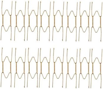 uxcell Metal Spring Plate Hangers, Natural and Stretch Length 7.5" to 9", Wall Rack Holder Dismountable Hook Stand Hanging Display 16pcs Gold Tone