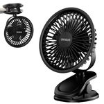 UN1QUE Portable Fan,1800mAh Rechargeable Mini Table Fan,Small Desk Fan 3 Speed,Brushless Motor 3000RPM High Speed Usb Fan,Quiet Clip Fan for Office Kitchen Stroller Camping